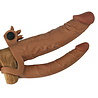 LoveToy Pleasure X Tender Manchon vibrant double pénis + 5 cm - Marron
