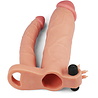 LoveToy Pleasure X Tender Manchon vibrant double pénis + 7,5 cm - Nude