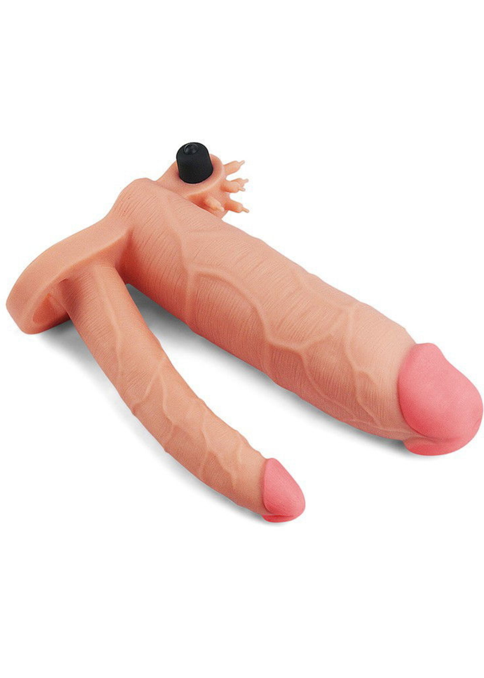 LoveToy Pleasure X Tender Penis Sleeve +7,5 cm - Vibrerende penisverlenging