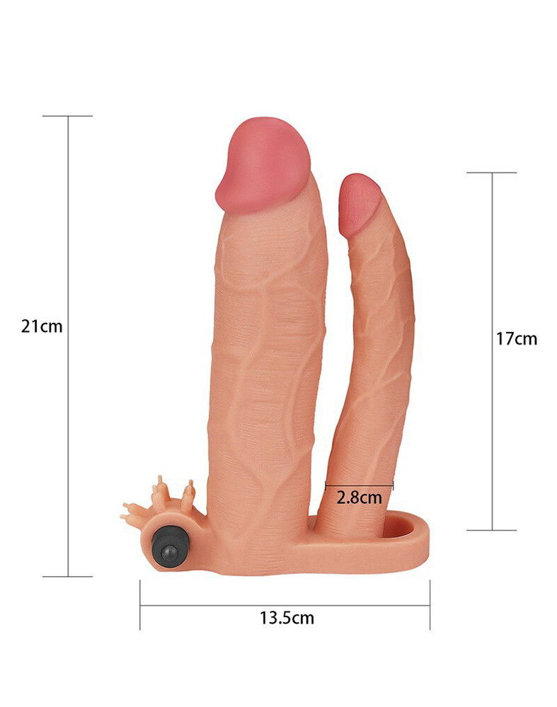 LoveToy Pleasure X Tender Penis Sleeve +7,5 cm - Vibrerende penisverlenging