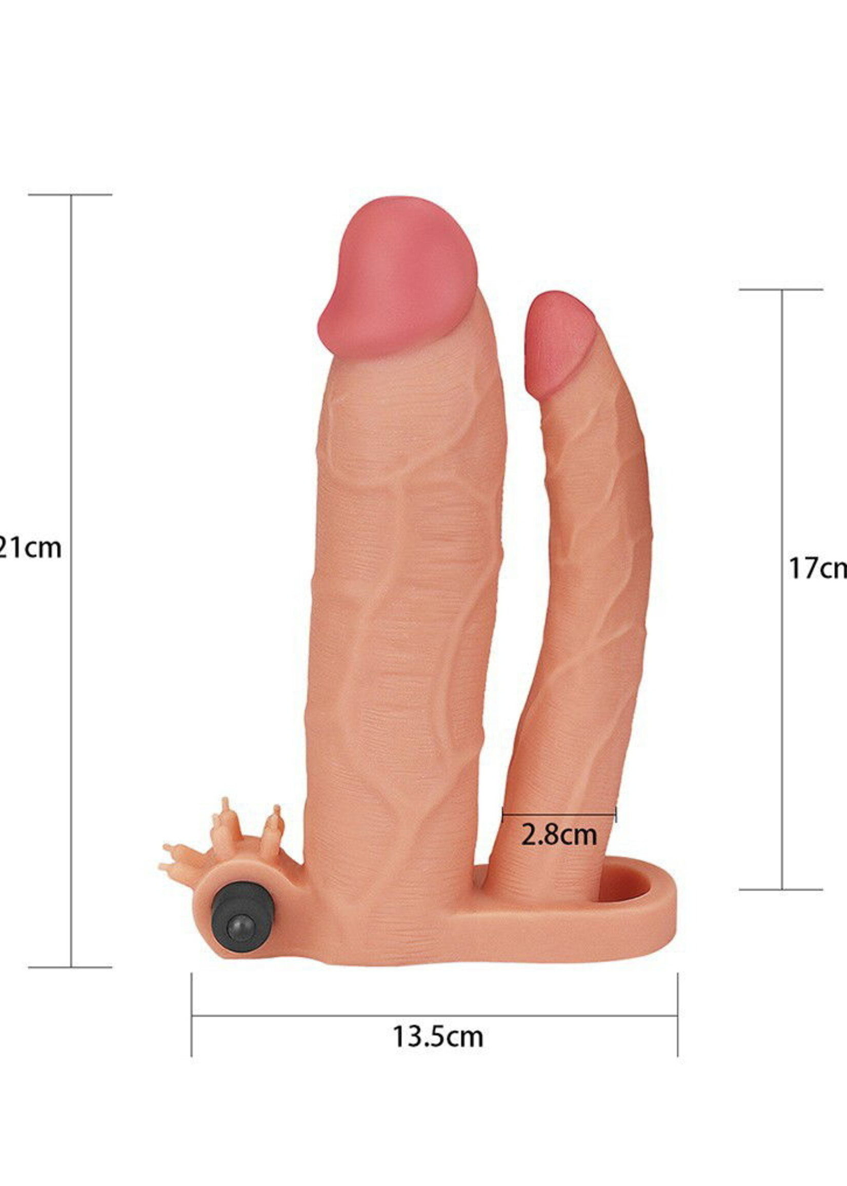 LoveToy Pleasure X Tender Penis Sleeve +7,5 cm - Vibrerende penisverlenging