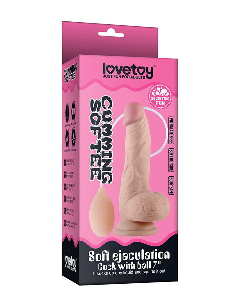 LoveToy Weicher Ejakulations-Dildo mit Hoden - 20 cm Squirting Dildo