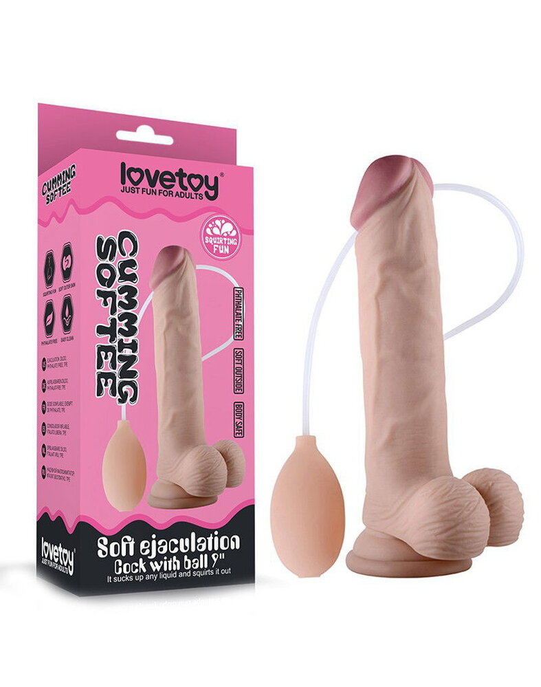 LoveToy LoveToy - Soft Ejaculation Cock with Balls 23 cm - Squirting Dildo - Nude LoveToy LoveToy - Soft Ejaculation Cock with Balls 23 cm - Squirting Dildo - Nude