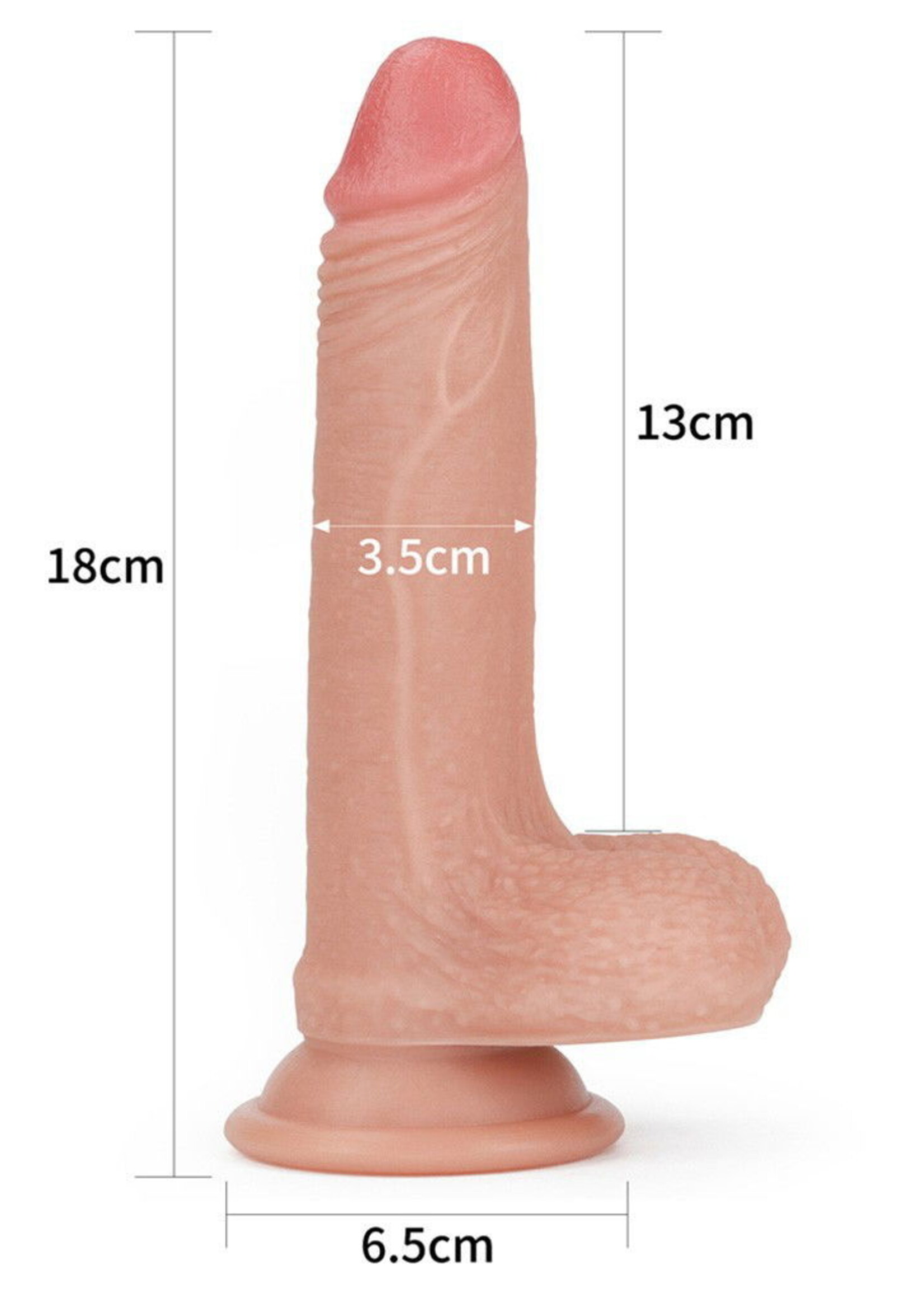 LoveToy Realistischer Dildo 18 cm - Nude - 18 cm Ø3,8 cm