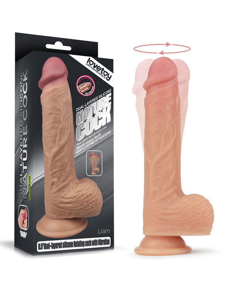 LoveToy Rotierender & Heizender Dildo - Realistischer Dildo 21,5 cm Ø4 cm + Wärmfunktion