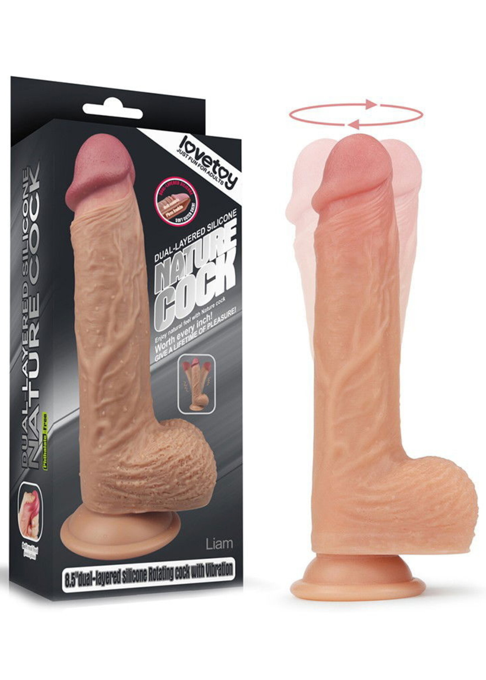 LoveToy Gode réaliste rotatif et chauffant 21 cm - Nude