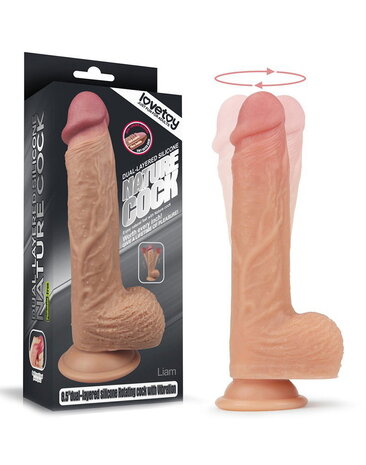 LoveToy Rotierender & Heizender Dildo - Realistischer Dildo 21,5 cm Ø4 cm + Wärmfunktion