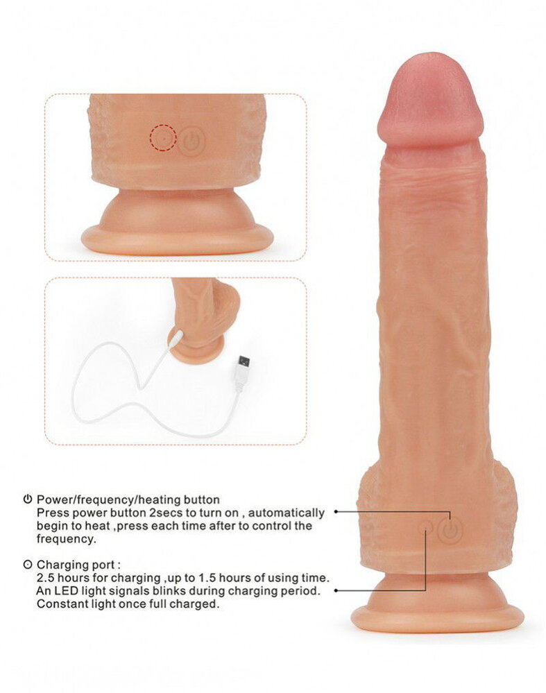 LoveToy Rotierender & Heizender Dildo - Realistischer Dildo 21,5 cm Ø4 cm + Wärmfunktion