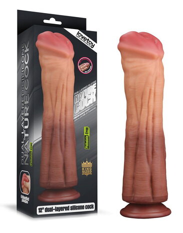 LoveToy Gode veiné 30 cm - Nude/Marron