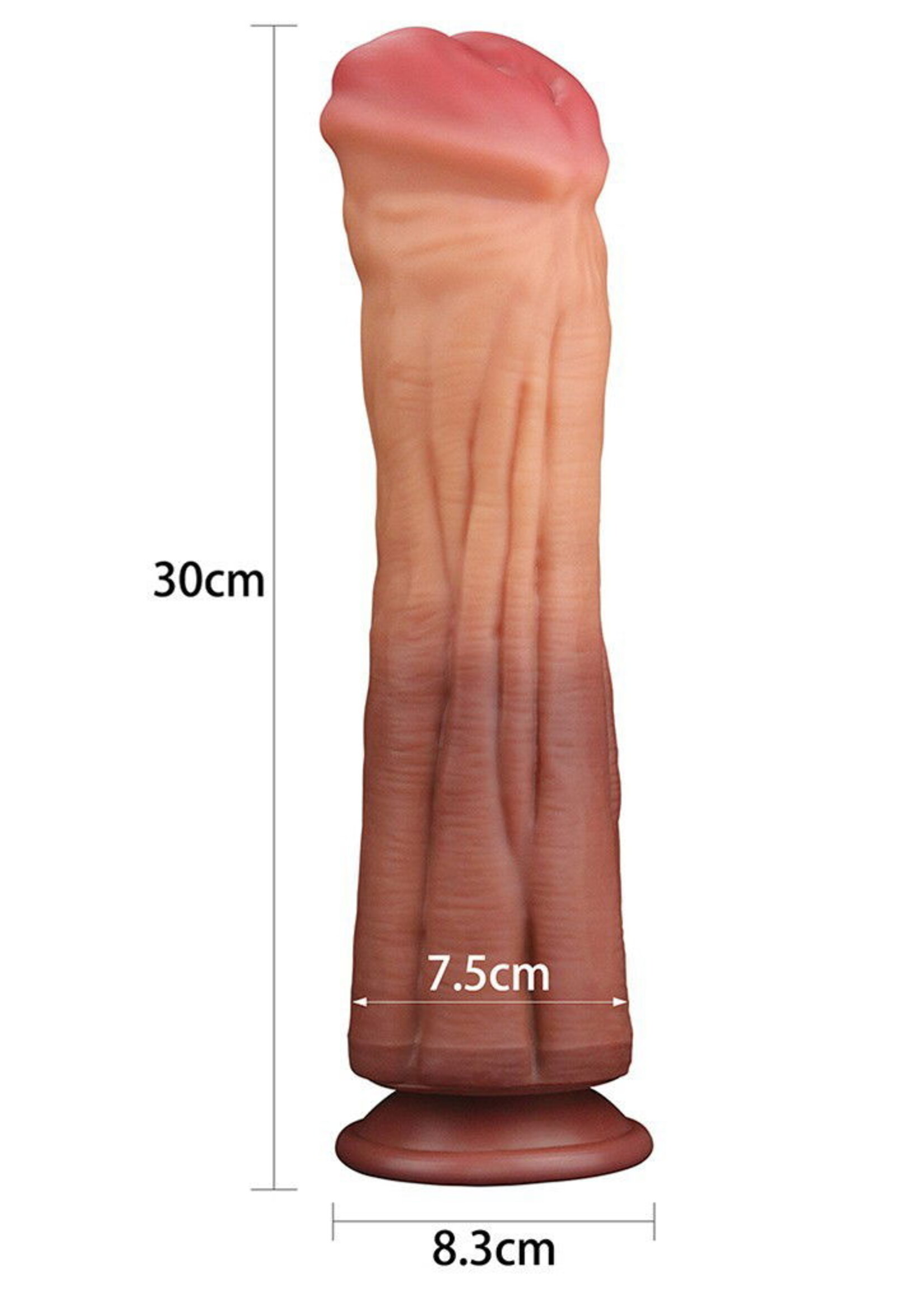 LoveToy Gode veiné 30 cm - Nude/Marron