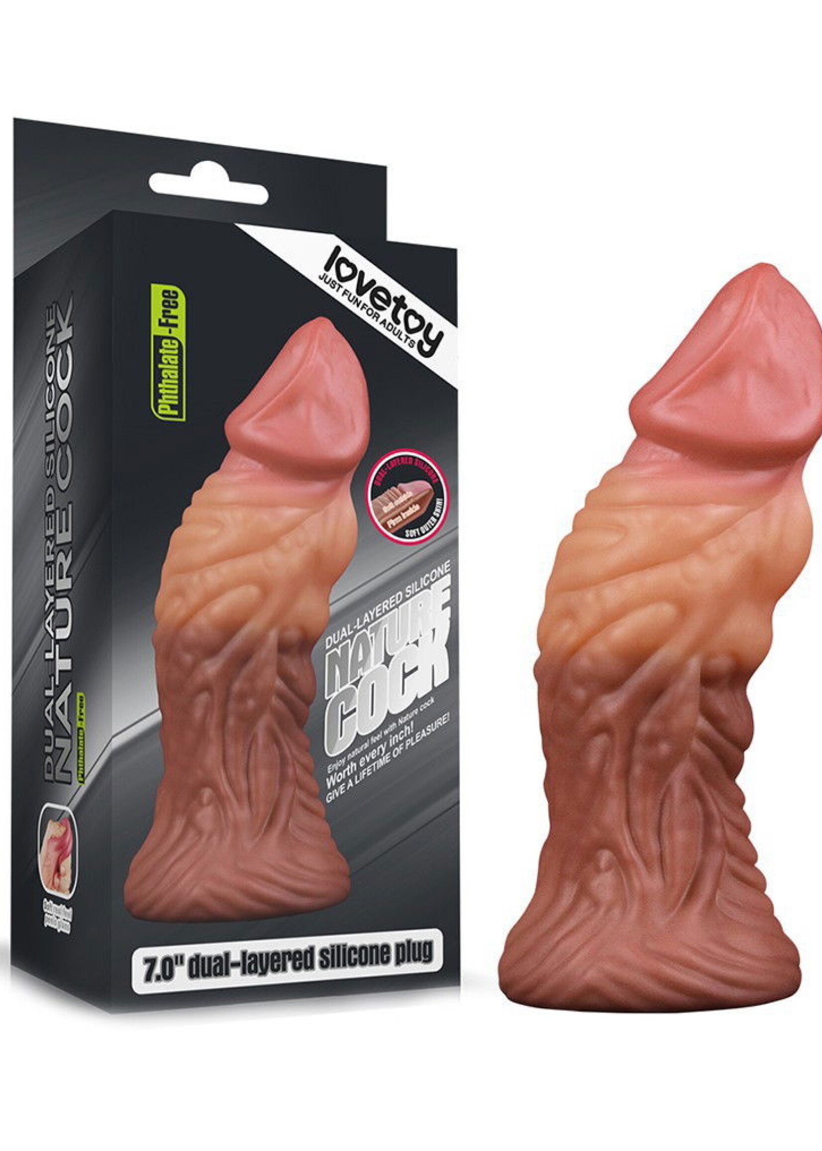 LoveToy Gode veiné 18 cm - Nude/Marron