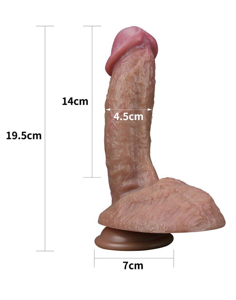 LoveToy Gode double couche en silicone 19,5 cm (Ø 4,5 cm) - Marron