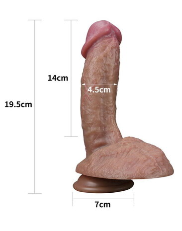 LoveToy LoveToy - Dual Layered Silicone Dildo 19.5 cm (Ø 4.5 cm) - Brown