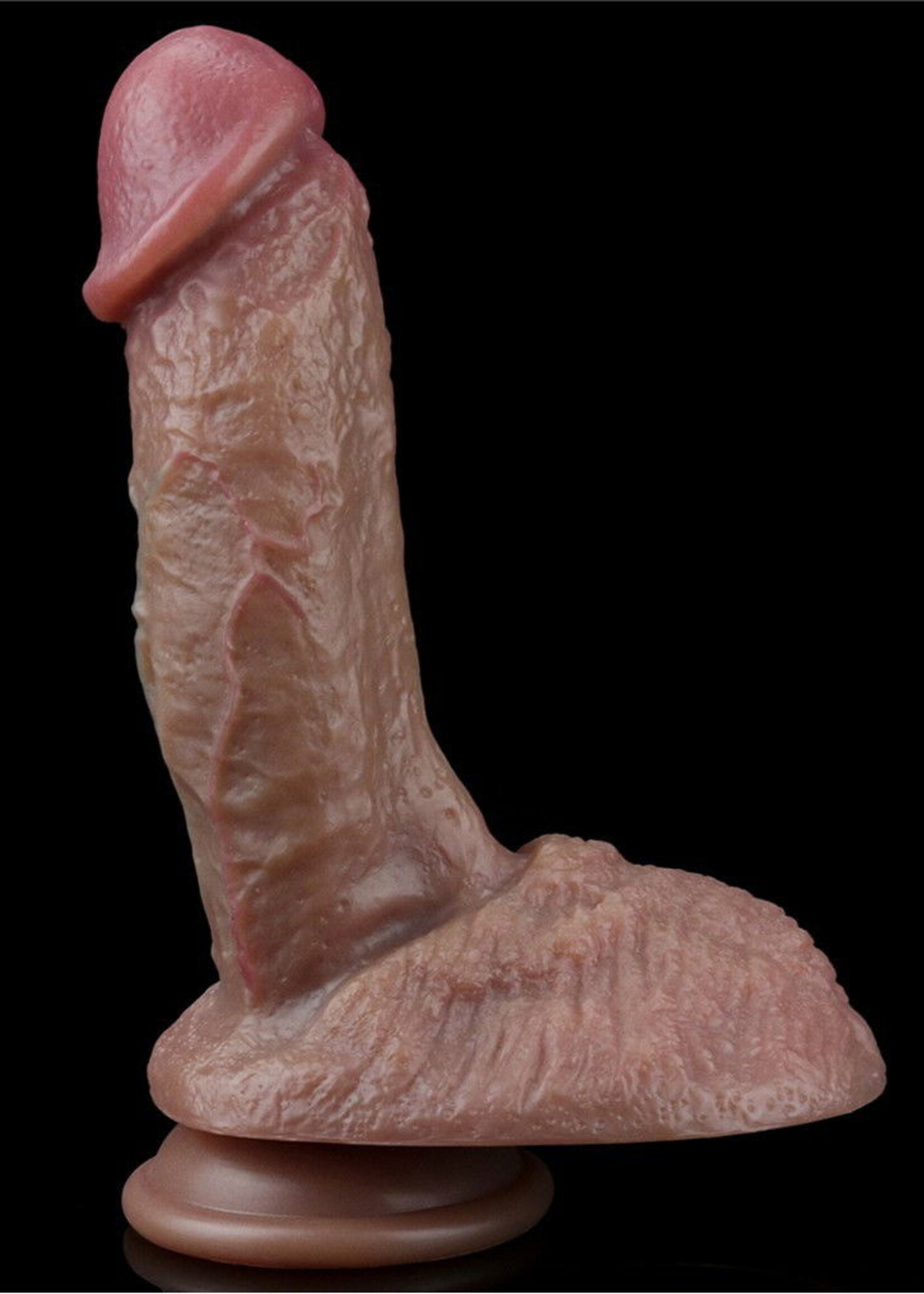 LoveToy Gode double couche en silicone 19,5 cm (Ø 4,5 cm) - Marron