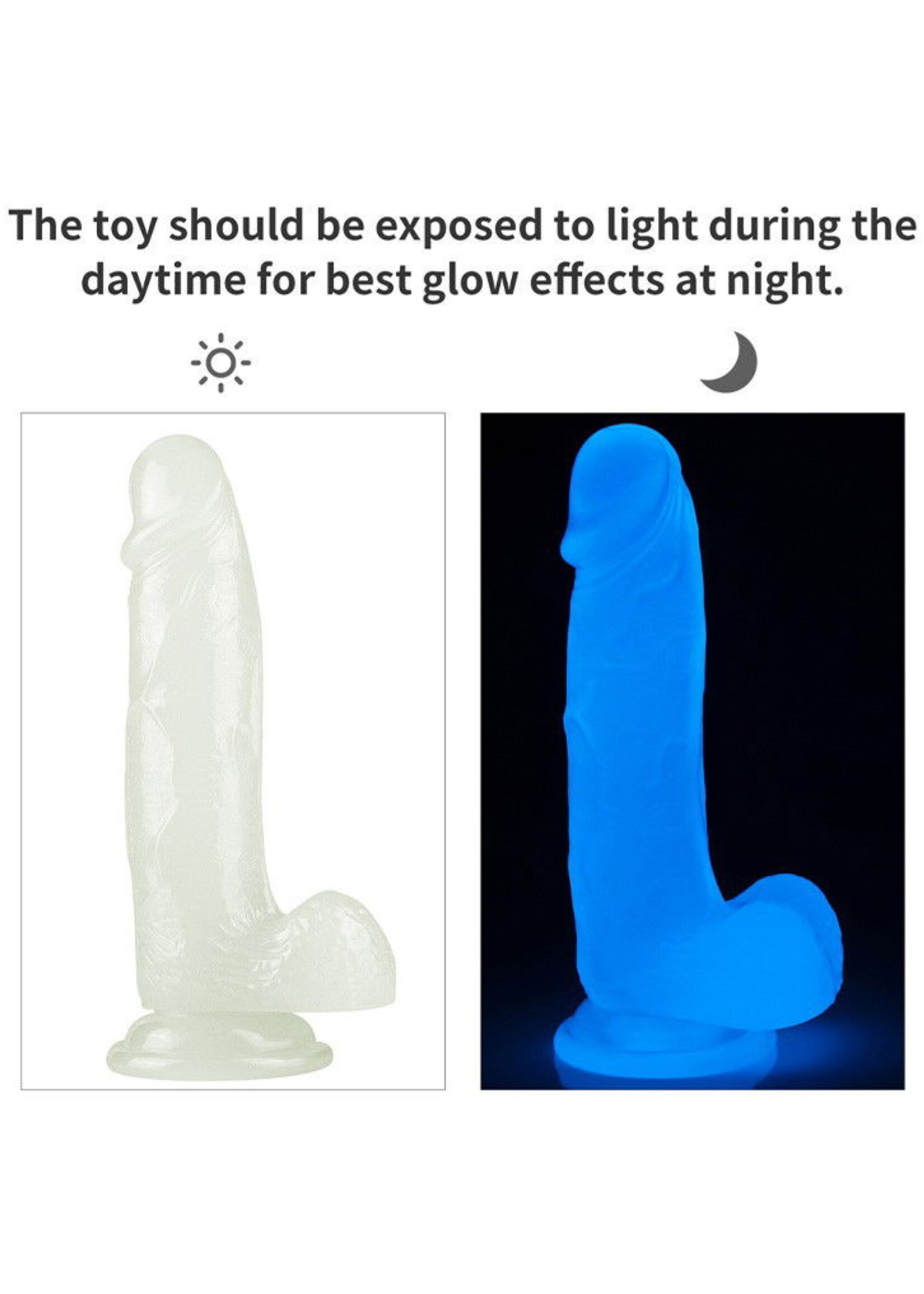 LoveToy Lumino Play Dildo - Realistische dildo 19 cm Ø4 cm + Lichtgevend in het donker