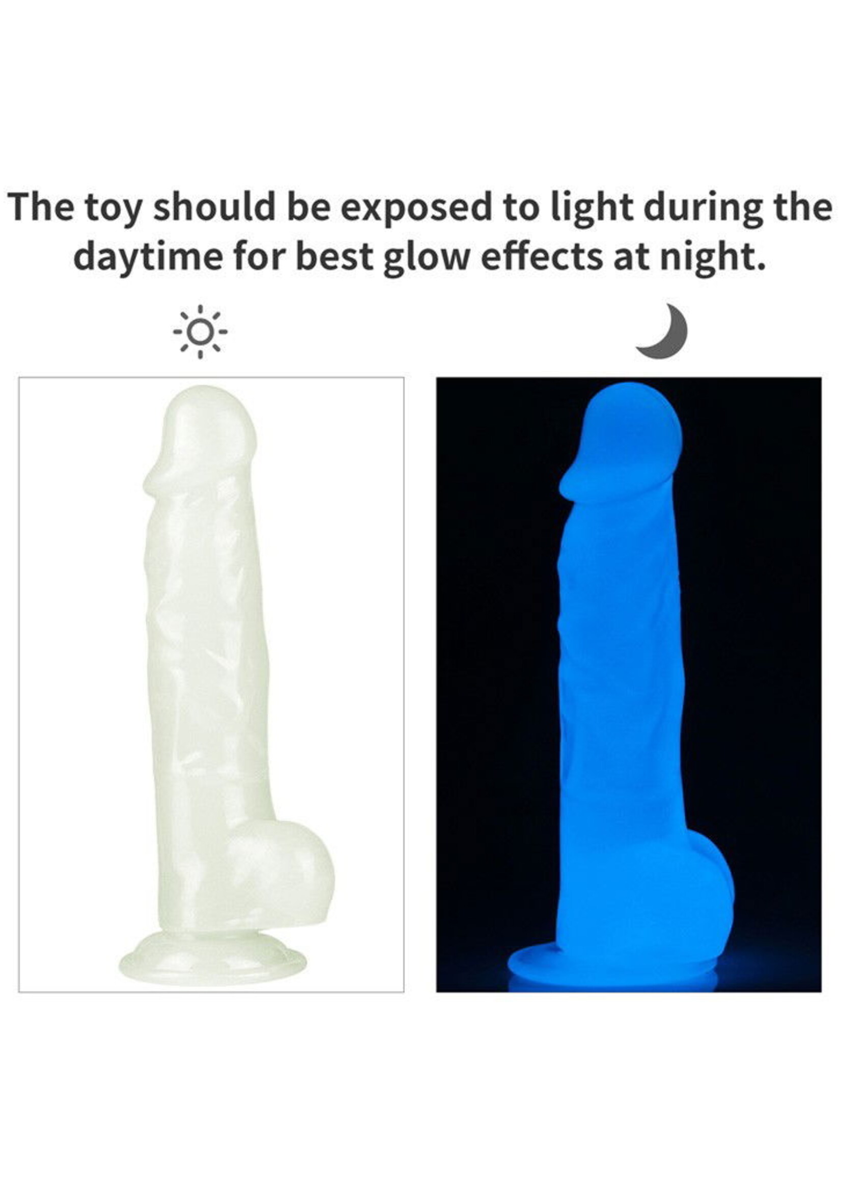 LoveToy Lumino Play Dildo - Realistische dildo 21,5 cm Ø4,5 cm + Lichtgevend in het donker