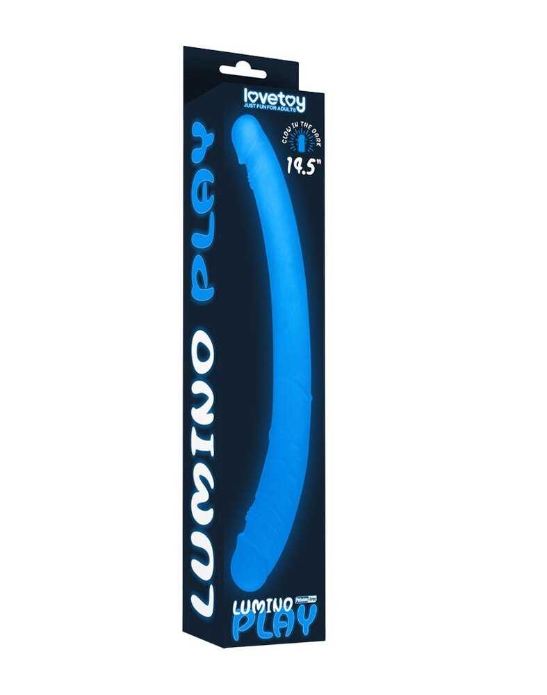 LoveToy Lumino Play dubbele dildo - dubbele dildo 37 cm Ø3-3,8 cm + glow in the dark