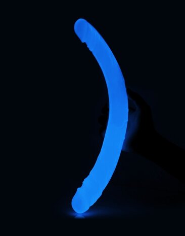 LoveToy Lumino Play dubbele dildo - dubbele dildo 37 cm Ø3-3,8 cm + glow in the dark