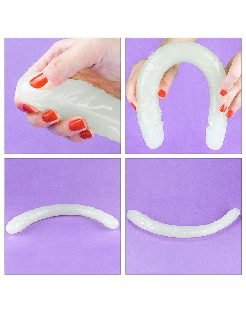 LoveToy Lumino Play dubbele dildo - dubbele dildo 37 cm Ø3-3,8 cm + glow in the dark