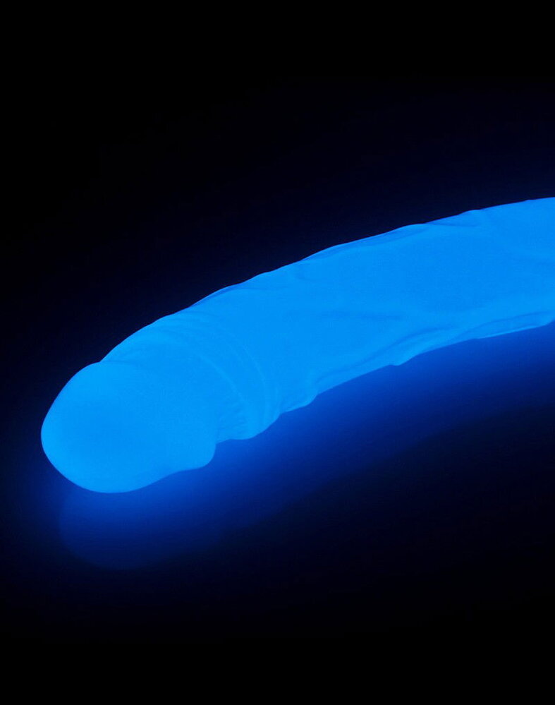 LoveToy Lumino Play dubbele dildo - dubbele dildo 37 cm Ø3-3,8 cm + glow in the dark