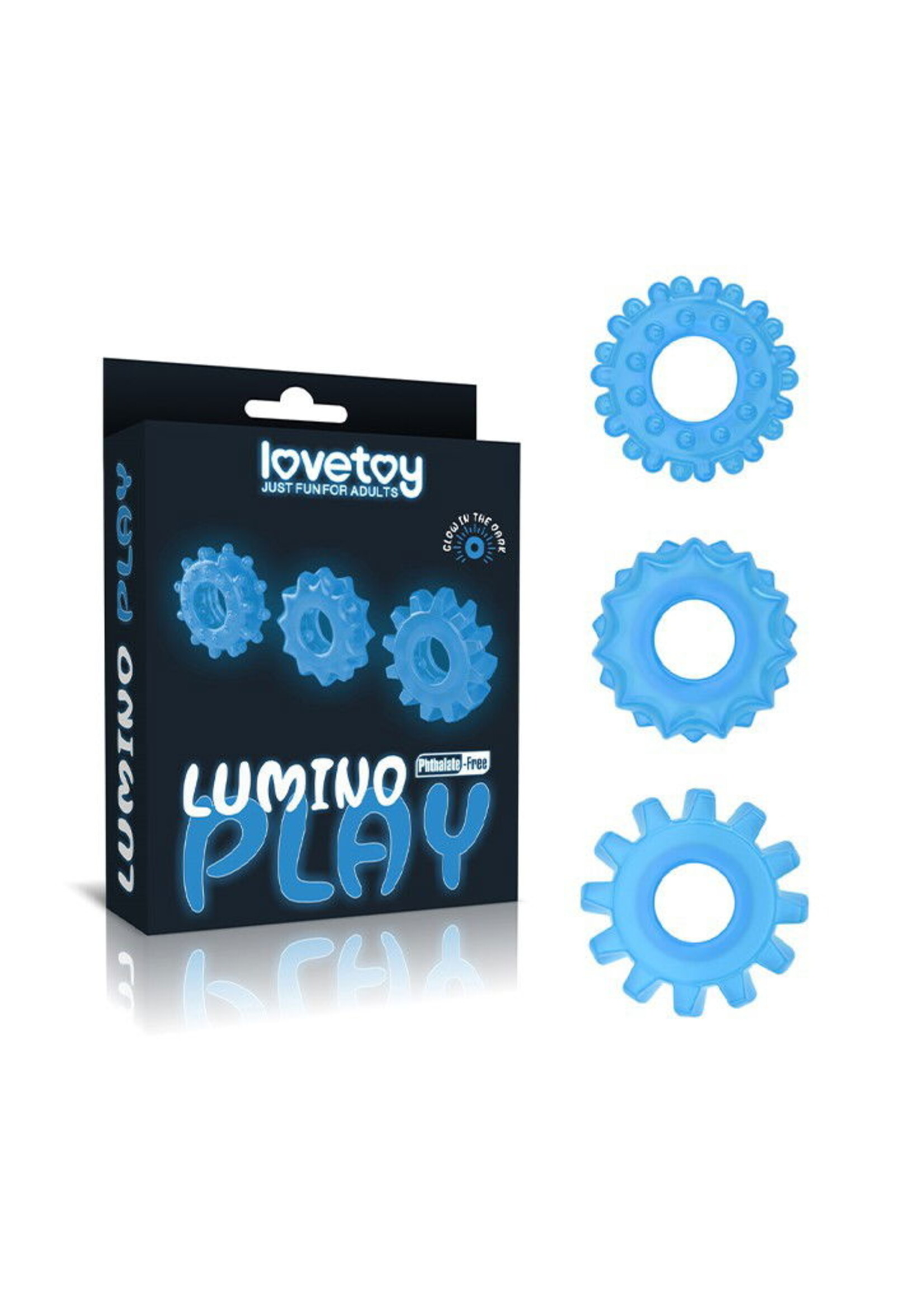 LoveToy Lot de 3 anneaux péniens Lumino Play - Brille dans le noir