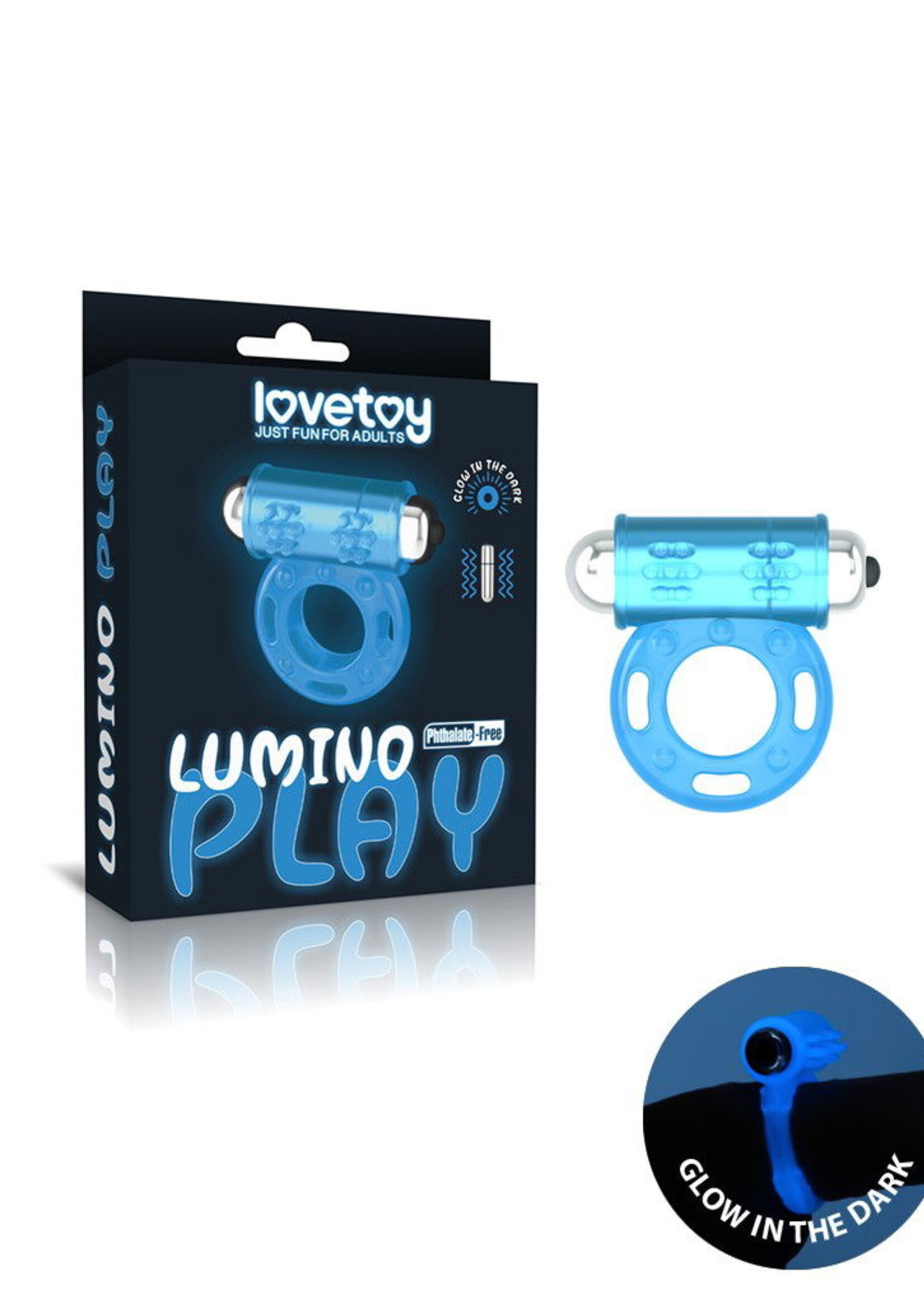 LoveToy Lumino Play penisring vibrator - Ø3,9 cm + lichtgevend in het donker
