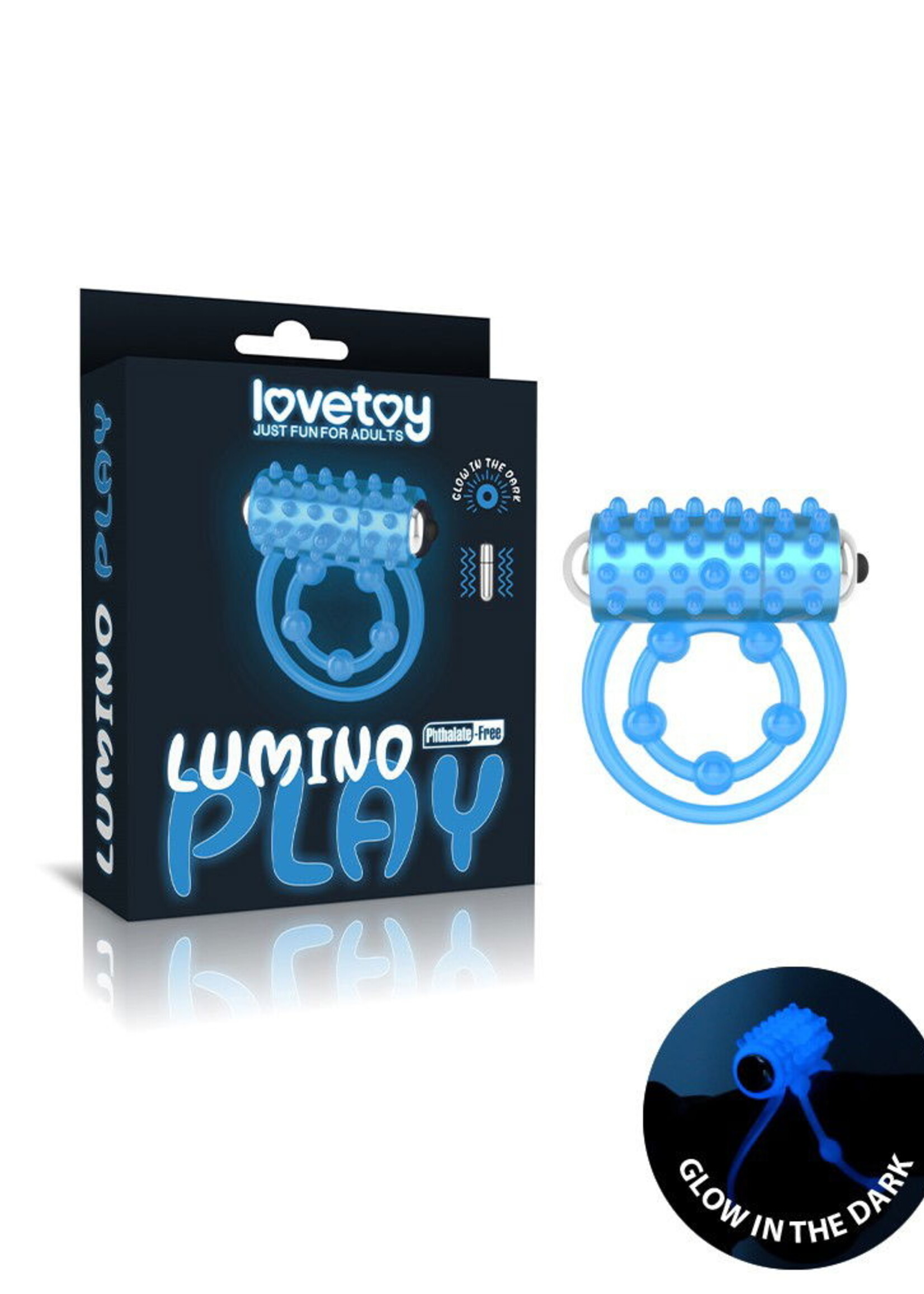 LoveToy Lumino Play penisring vibrator - Ø2,5-5 cm + lichtgevend in het donker