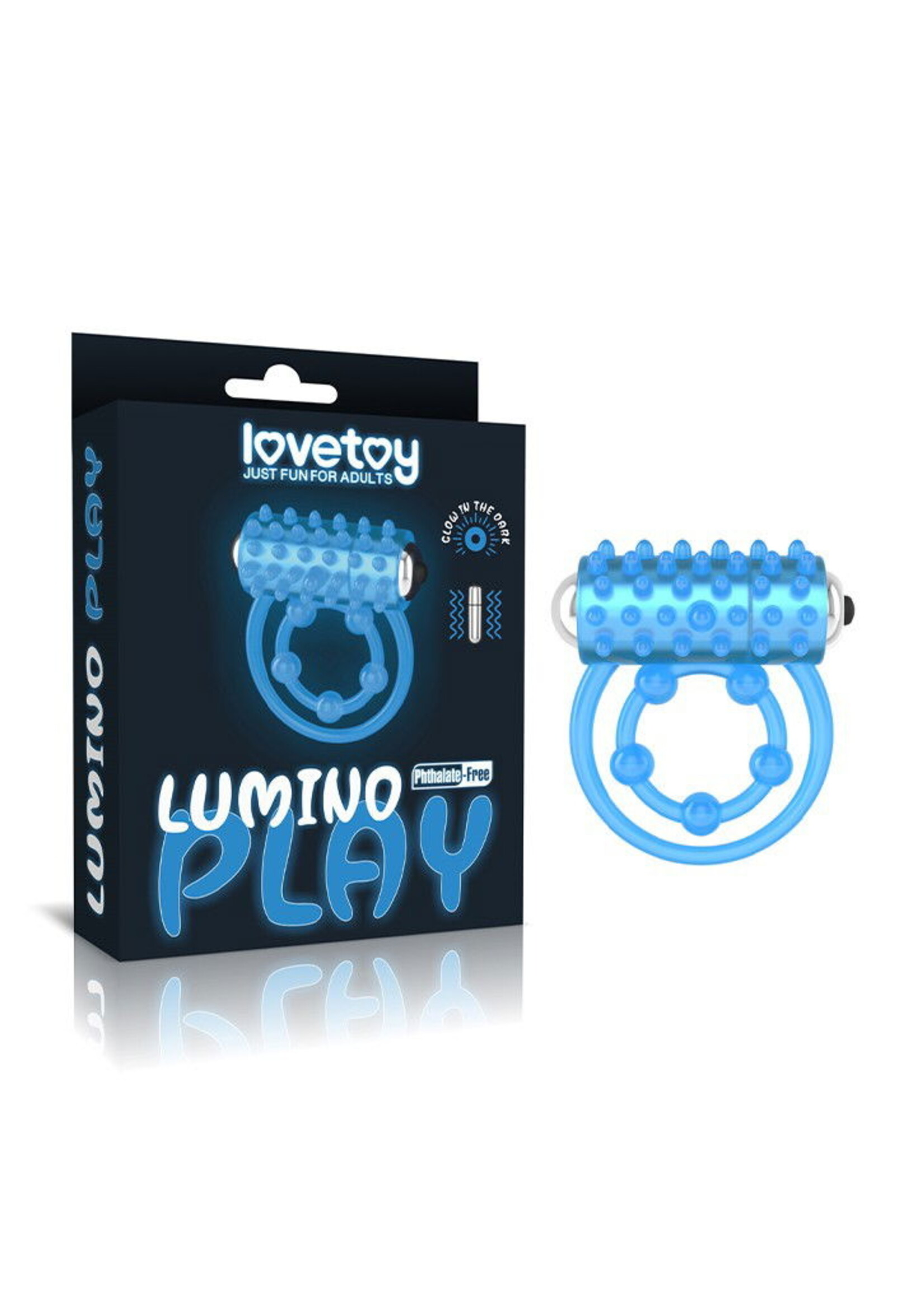 LoveToy Lumino Play penisring vibrator - Ø2,5-5 cm + lichtgevend in het donker