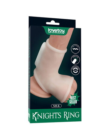 LoveToy LoveToy - Silk Knights Ring - Vibrating Penis Sleeve - White LoveToy LoveToy - Silk Knights Ring - Vibrating Penis Sleeve - White