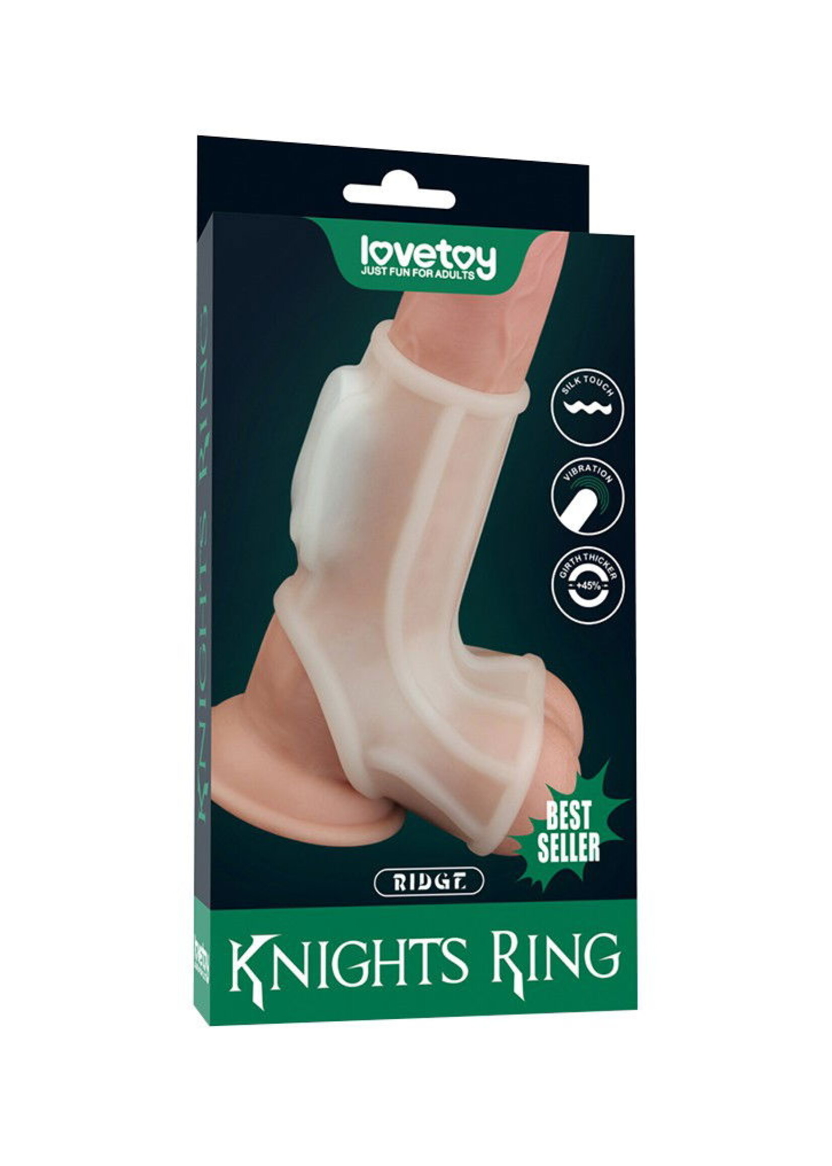LoveToy Ridge Knights Ring - Manchon vibrant pour pénis - Blanc