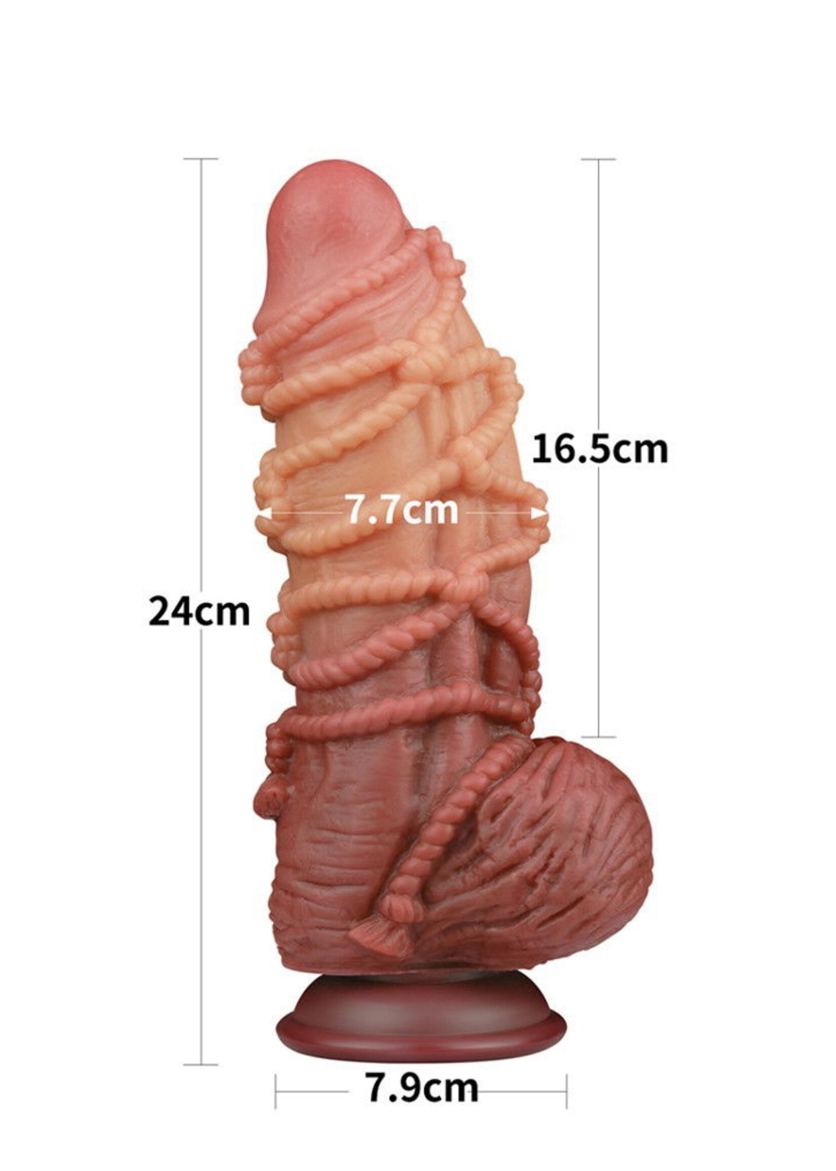 LoveToy Extremer Dildo mit Seilstruktur - XXL-Dildo 24 cm Ø7,7 cm