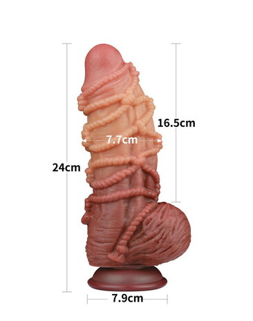 LoveToy Extreem grote dildo met touwstructuur - XXL dildo 24 cm Ø7,7 cm LoveToy Extreem grote dildo met touwstructuur - XXL dildo 24 cm Ø7,7 cm