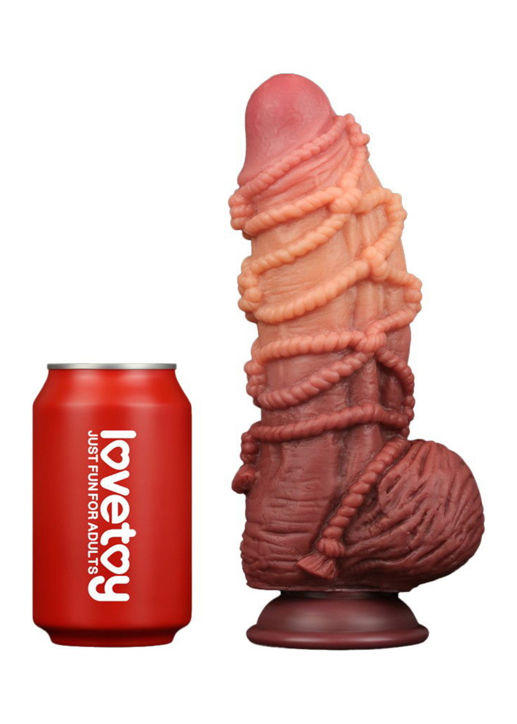 LoveToy Gode extrême avec motif corde 24 cm - Marron et nude