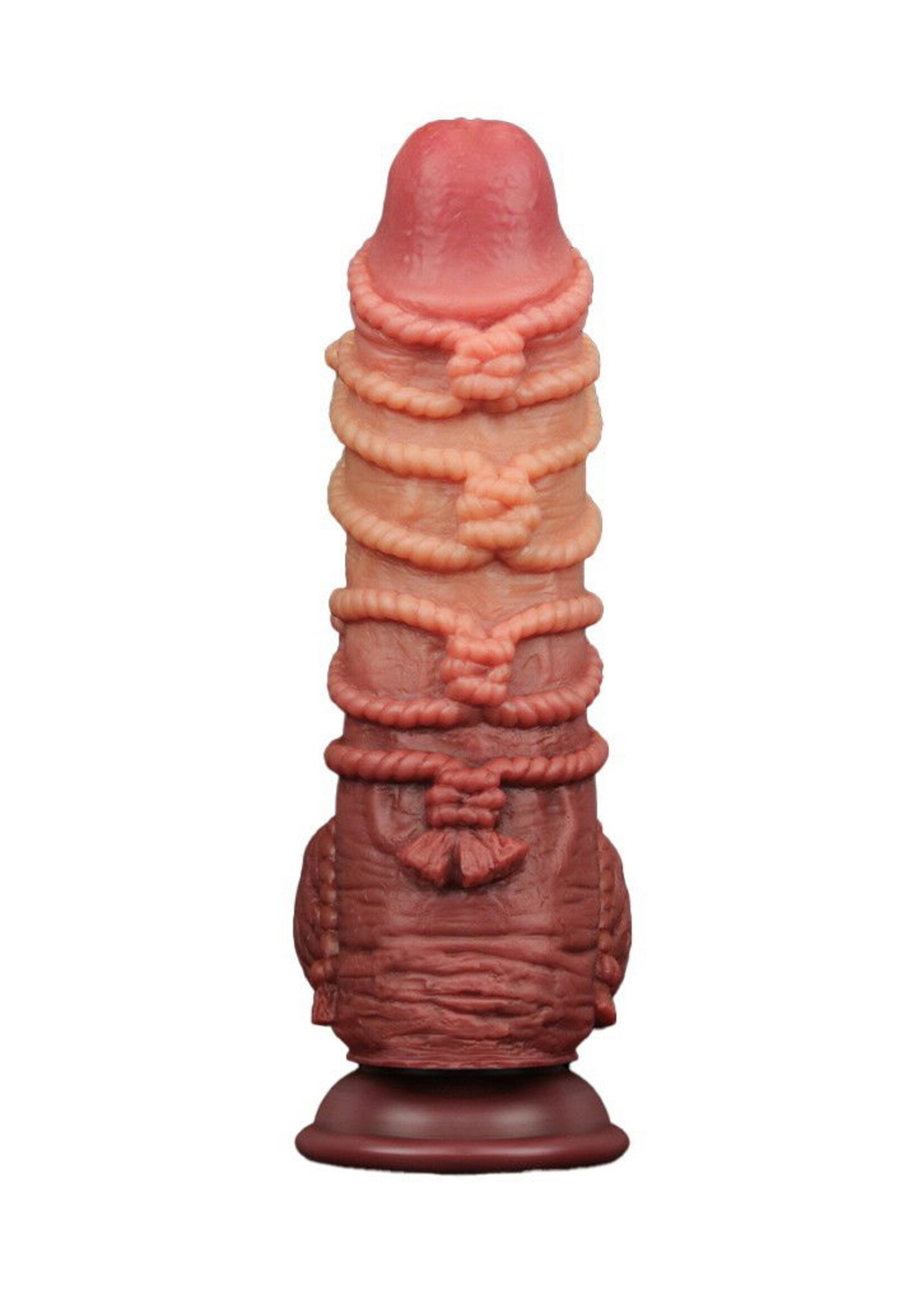 LoveToy Gode extrême avec motif corde 24 cm - Marron et nude
