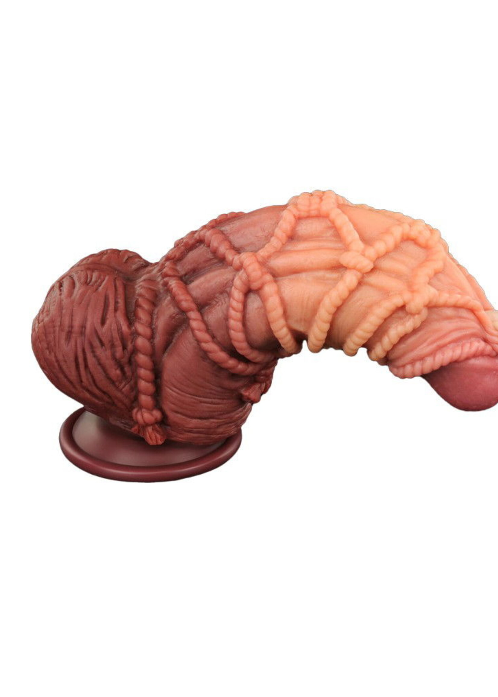 LoveToy Gode extrême avec motif corde 24 cm - Marron et nude