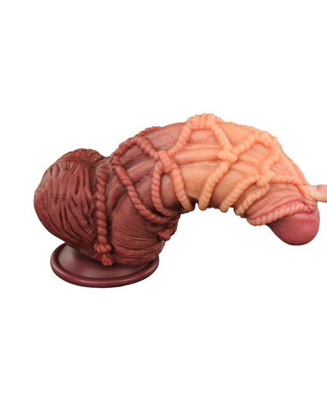 LoveToy Gode extrême avec motif corde 24 cm - Marron et nude