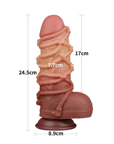 LoveToy Extremer Dildo mit Seilstruktur - XXL-Dildo 24,5 cm Ø7,7 cm
