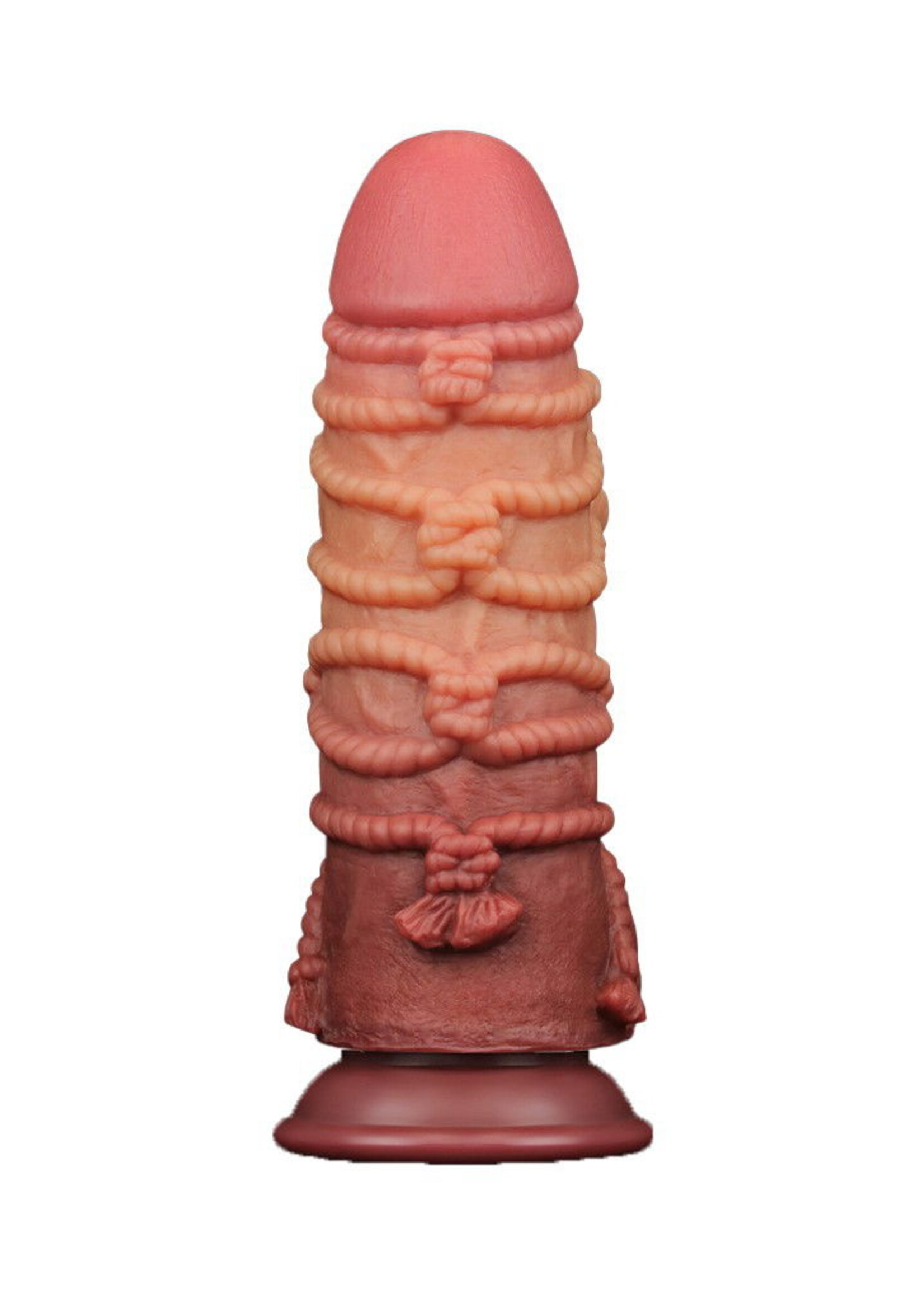 LoveToy Gode extrême avec motif corde 24 cm - Marron et nude
