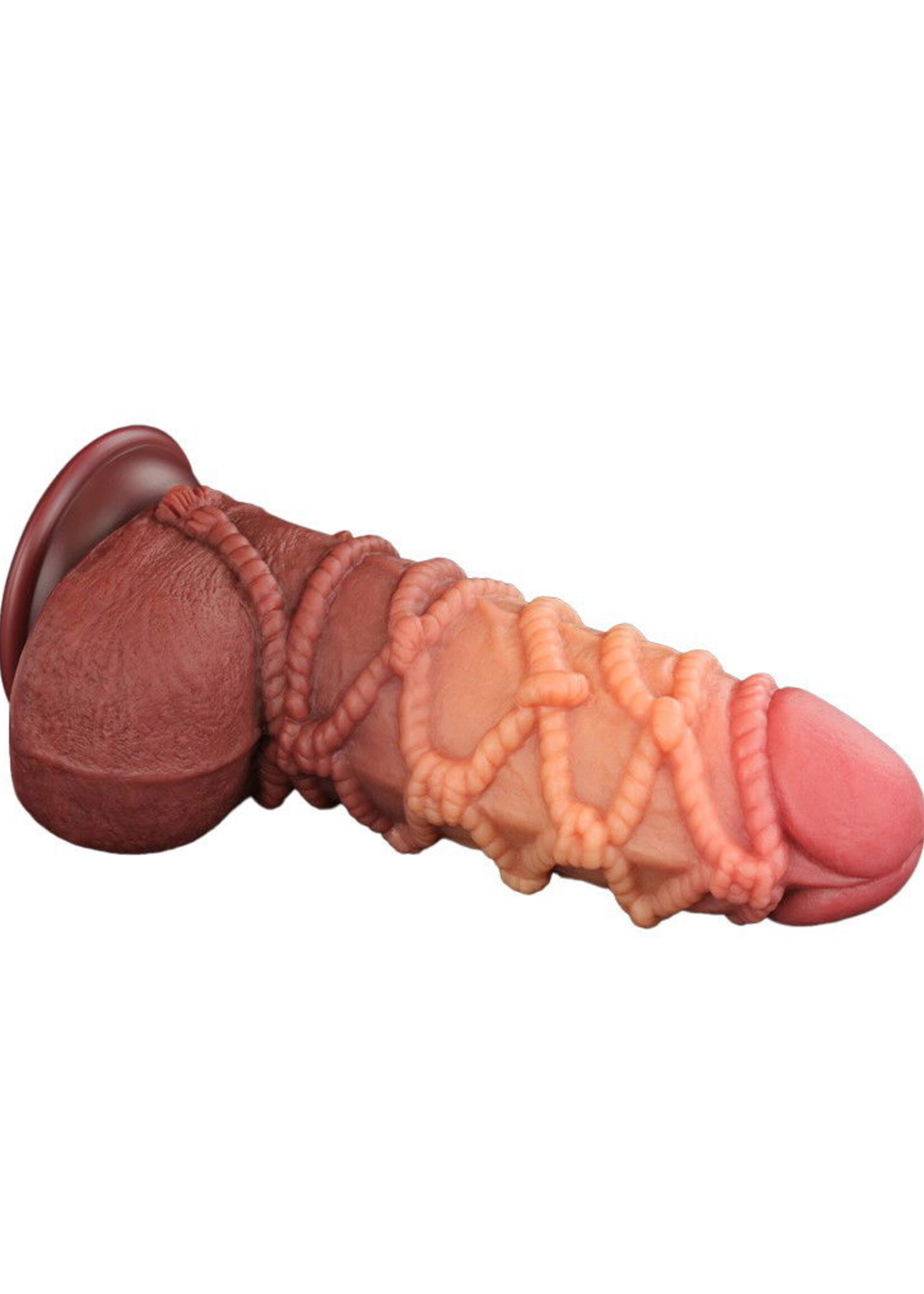 LoveToy Gode extrême avec motif corde 24 cm - Marron et nude