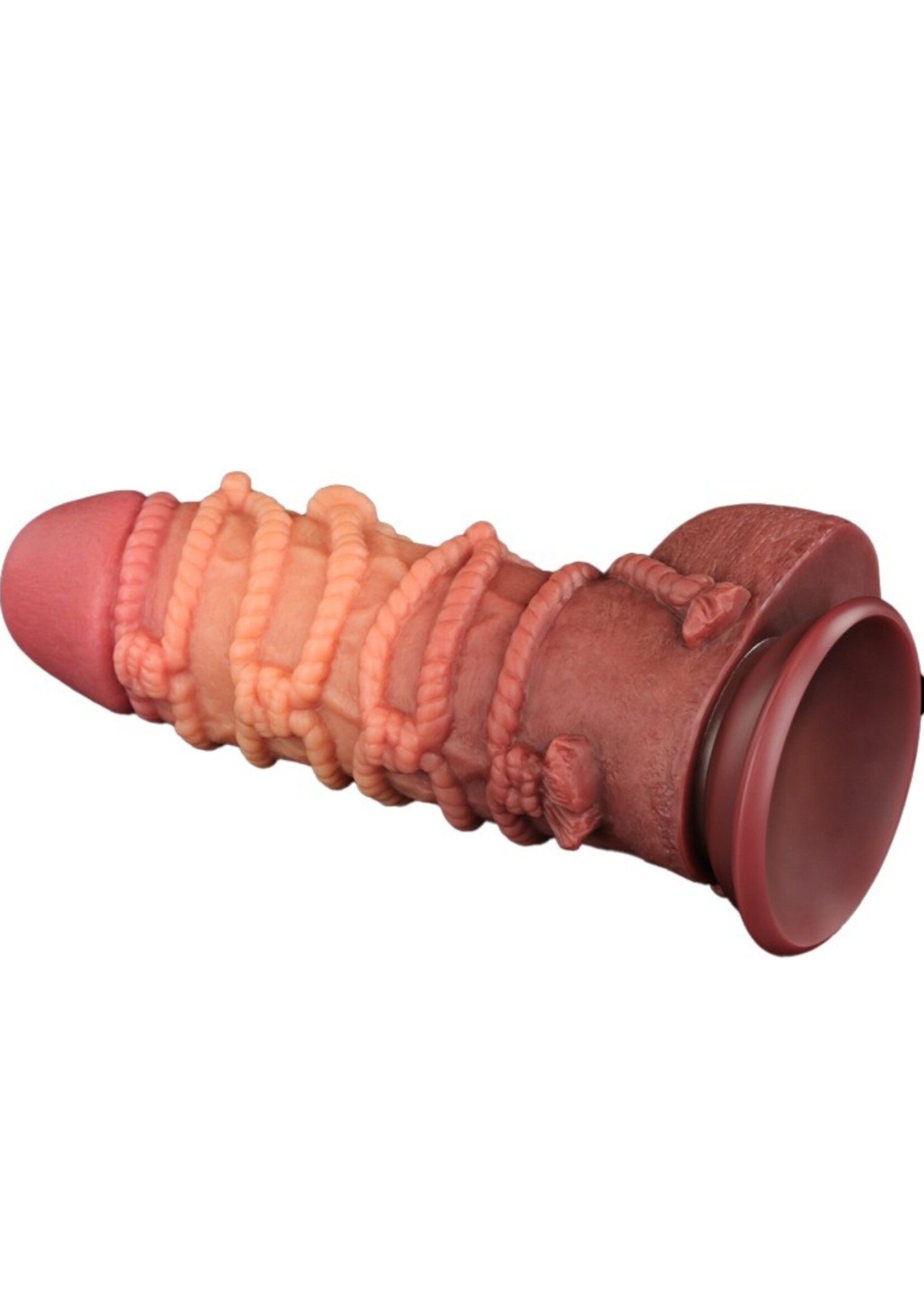 LoveToy Gode extrême avec motif corde 24 cm - Marron et nude