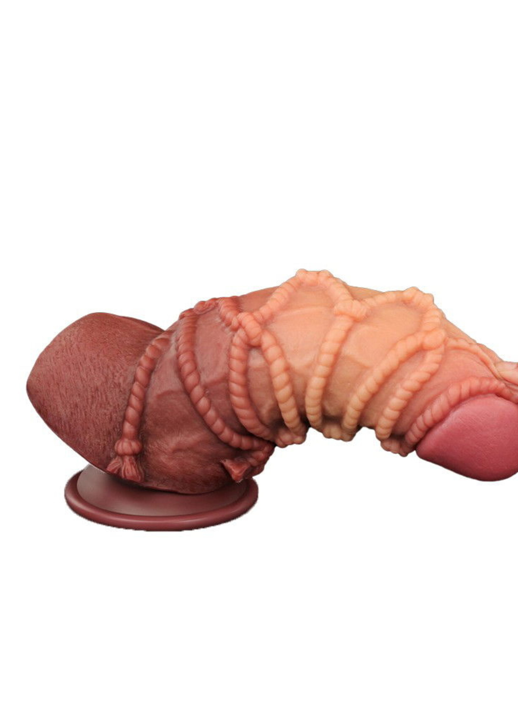 LoveToy Gode extrême avec motif corde 24 cm - Marron et nude