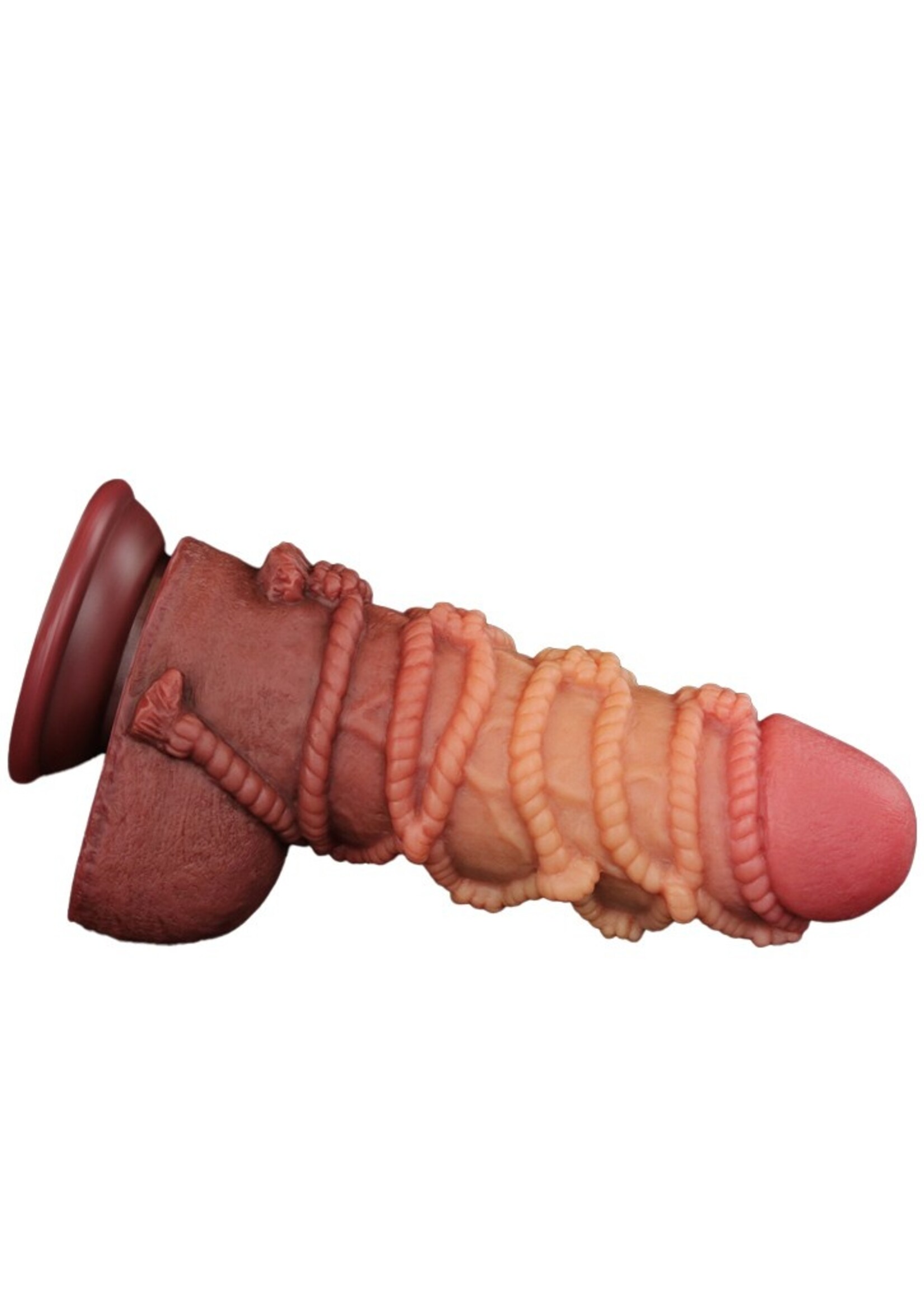 LoveToy Gode extrême avec motif corde 24 cm - Marron et nude
