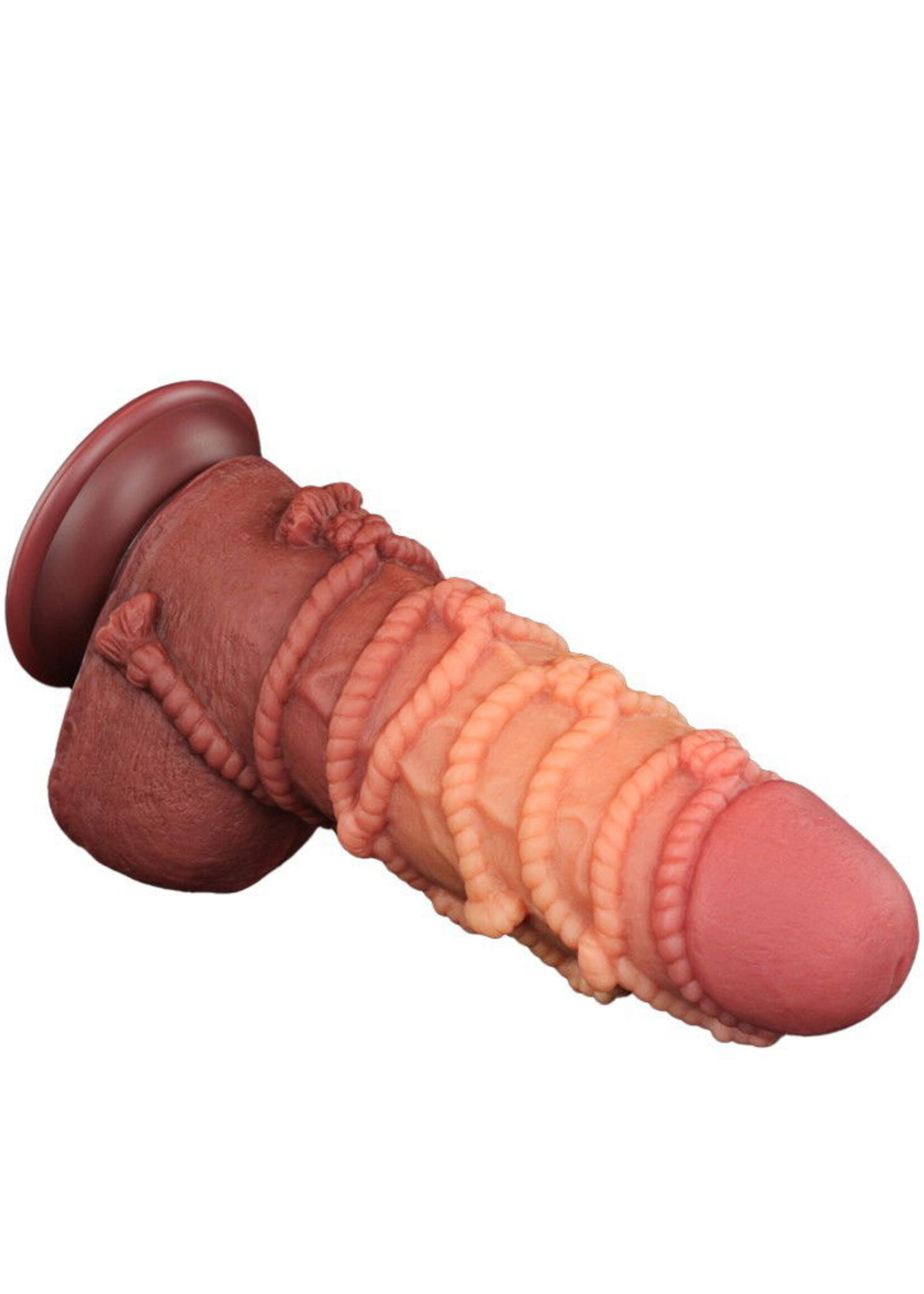 LoveToy Gode extrême avec motif corde 24 cm - Marron et nude