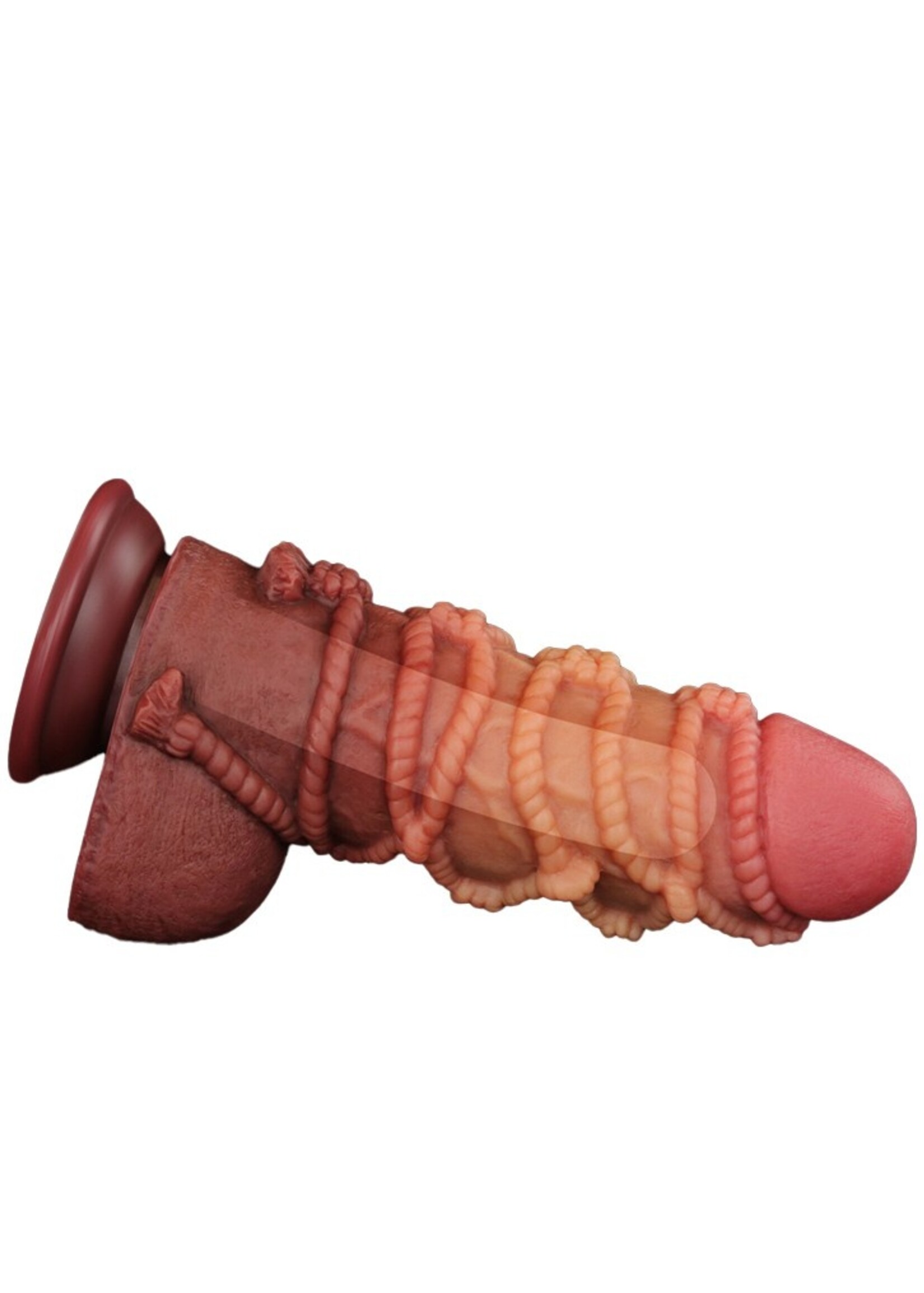 LoveToy Gode extrême avec motif corde 24 cm - Marron et nude