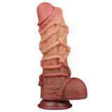 LoveToy Extreme Dildo met Touw Motief 26.5 cm - Bruin & Nude