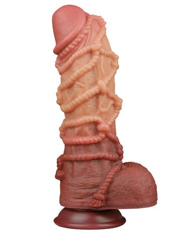 LoveToy Gode extrême avec motif corde 26,5 cm - Marron et nude