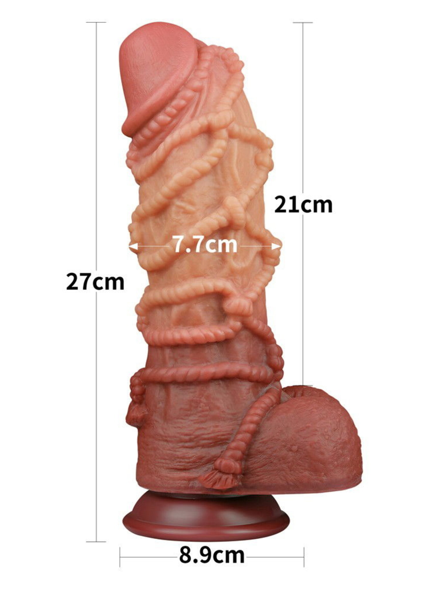 LoveToy Extreme Dildo mit Seilstruktur - XXL-Dildo 26,5 cm Ø7,7 cm