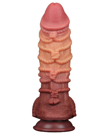 LoveToy Gode extrême avec motif corde 26,5 cm - Marron et nude