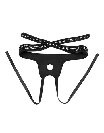 LoveToy Harnais à sangle facile (sans gode) - Noir et blanc