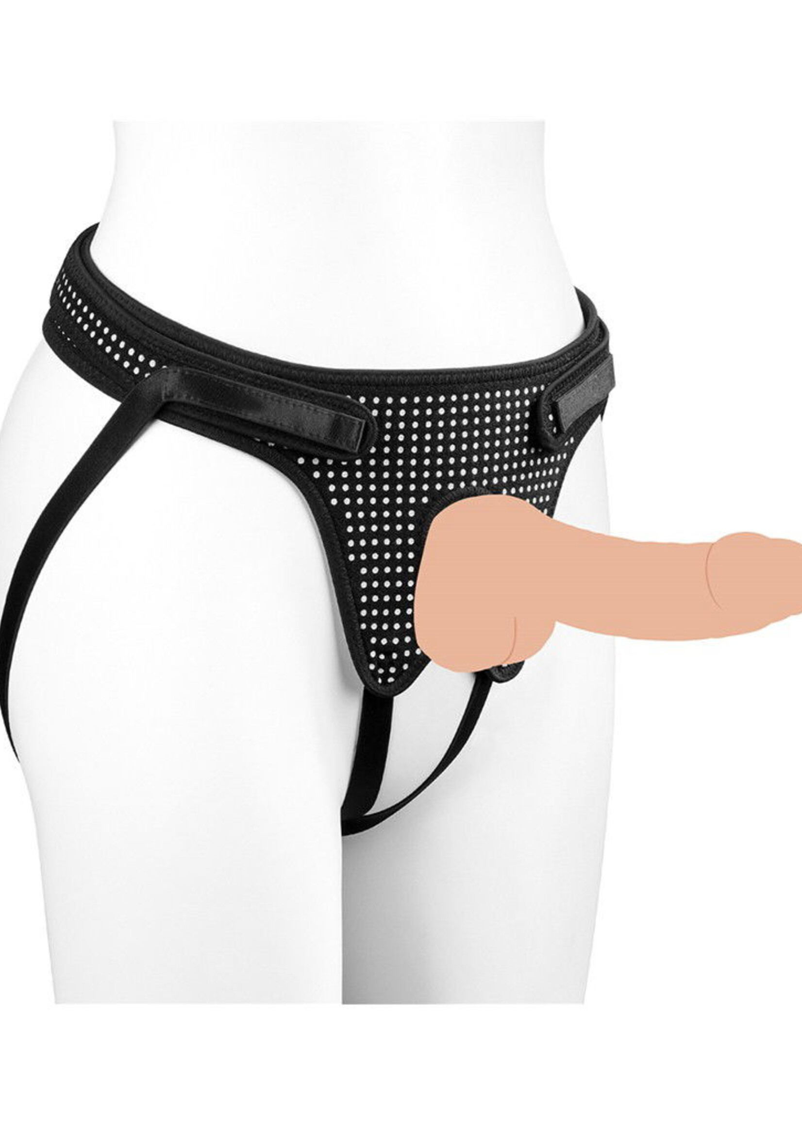 LoveToy Harnais à sangle facile (sans gode) - Noir et blanc